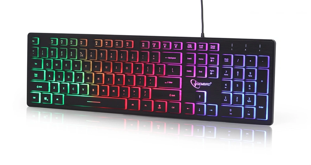 Gembird KB-UML-01 Rainbow USB angol (US) membrán billentyűzet fekete