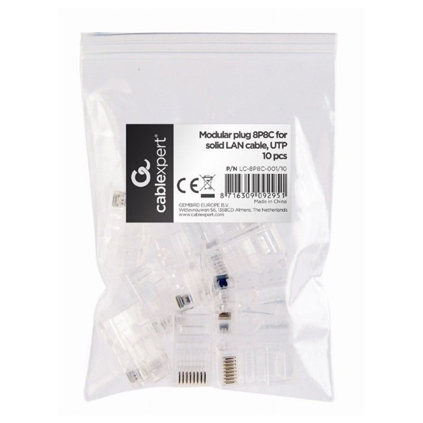 Gembird LC-PTU-01/10 10db/csomag RJ45 UTP csatlakozó dugó