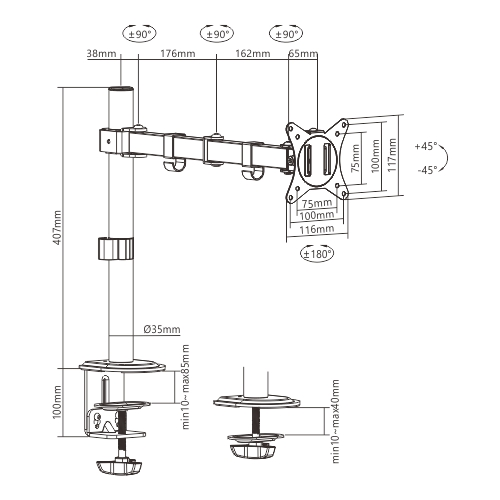 Gembird MA-D1-01 17"-32" egykaros asztali monitor tartó konzol