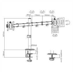 Gembird MA-D2-01 17"-32" kétkaros asztali monitor tartó konzol