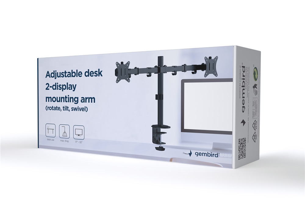 Gembird MA-D2-01 17"-32" kétkaros asztali monitor tartó konzol