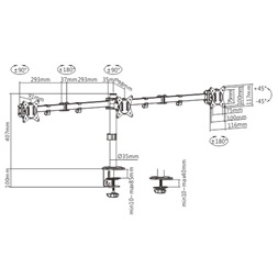 Gembird MA-D3-01 17"-27" fekete asztali monitor tartó