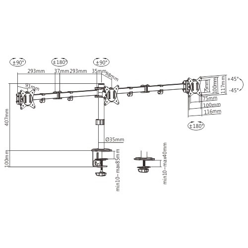 Gembird MA-D3-01 17"-27" fekete asztali monitor tartó