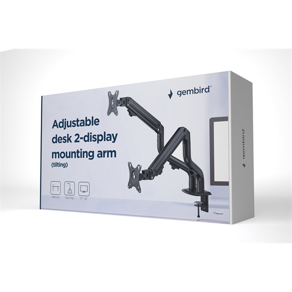 Gembird MA-DA2-02 17"-32" kétkaros asztali monitor tartó konzol