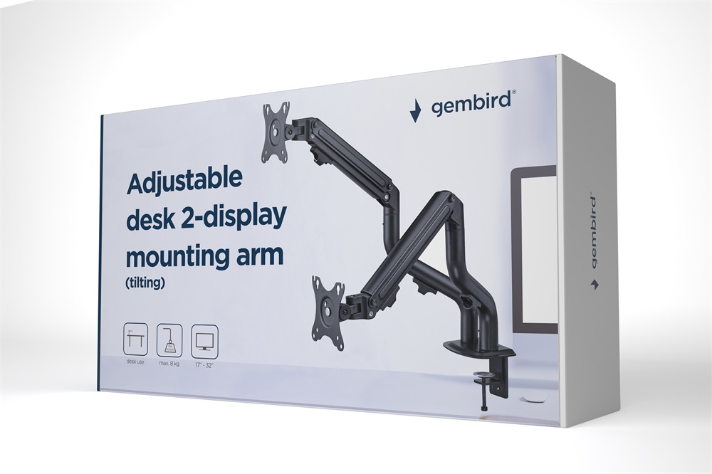 Gembird MA-DA2-02 17"-32" kétkaros asztali monitor tartó konzol