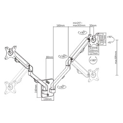Gembird MA-WA2-01 17"-27" fekete asztali monitor tartó