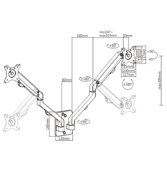 Gembird MA-WA2-01 17"-27" fekete asztali monitor tartó