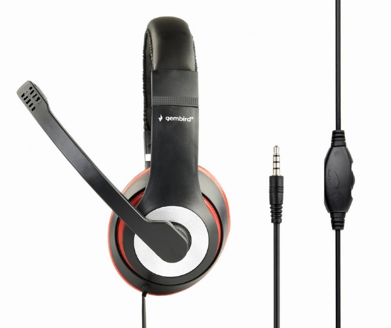 Gembird MHS-03-BKRD fekete-piros headset