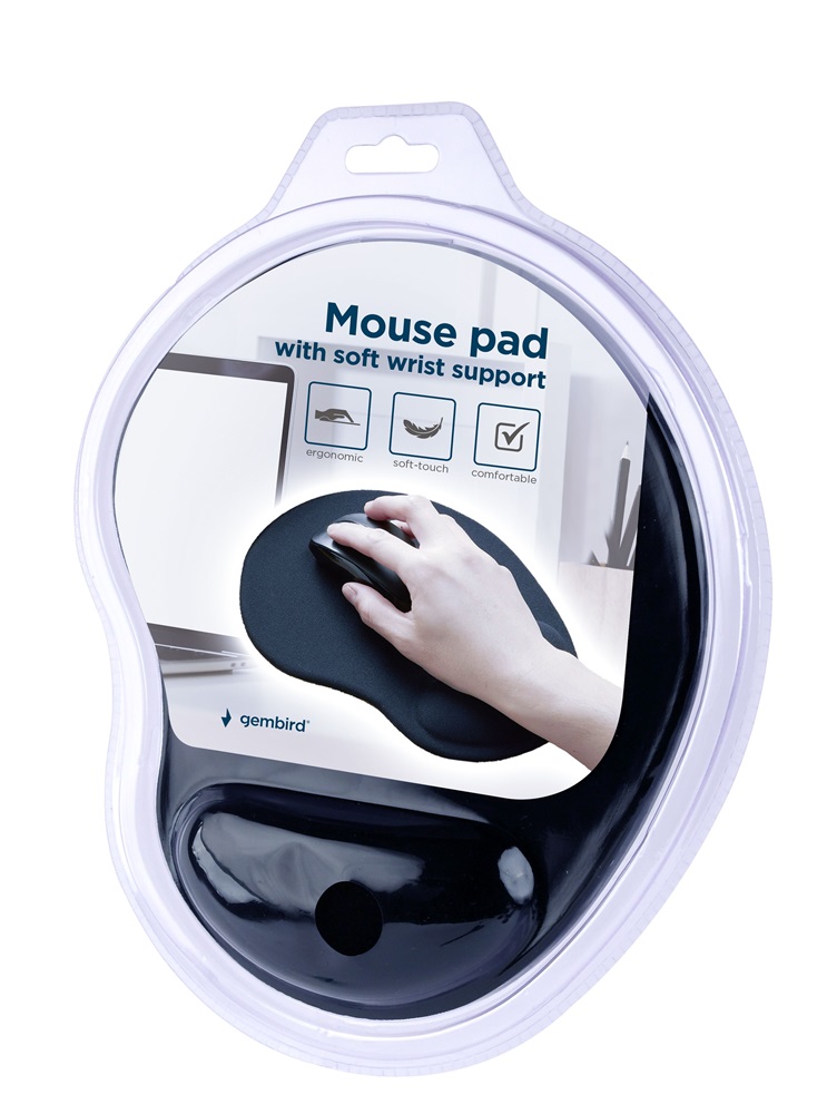 Gembird MP-ERGO-01 csuklótámaszos fekete egérpad