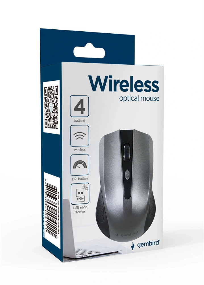 Gembird MUSW-4B-04-BG optikai vezeték nélküli egér fekete-szürke