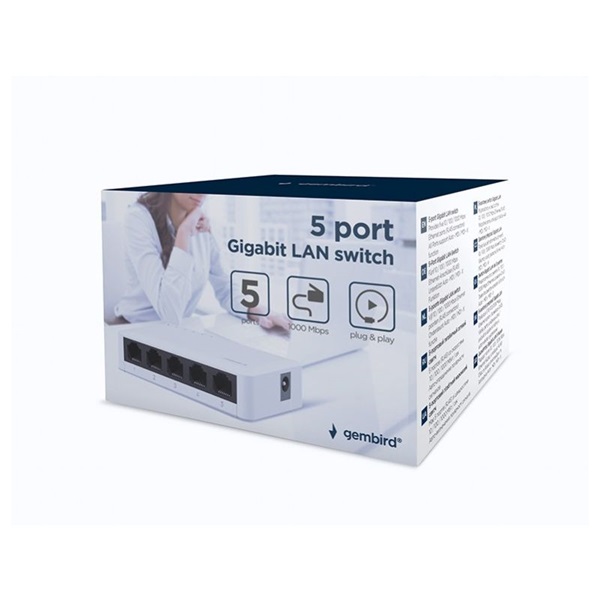 Gembird NSW-G5-01 5port Gigabit LAN fekete nem menedzselhető asztali Switch