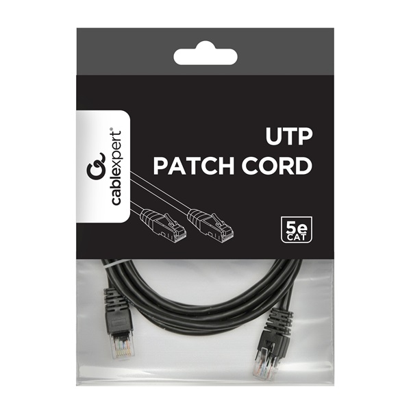 Gembird PP12-2M/BK 2m RJ45 CAT5e UTP M/M fekete kábel