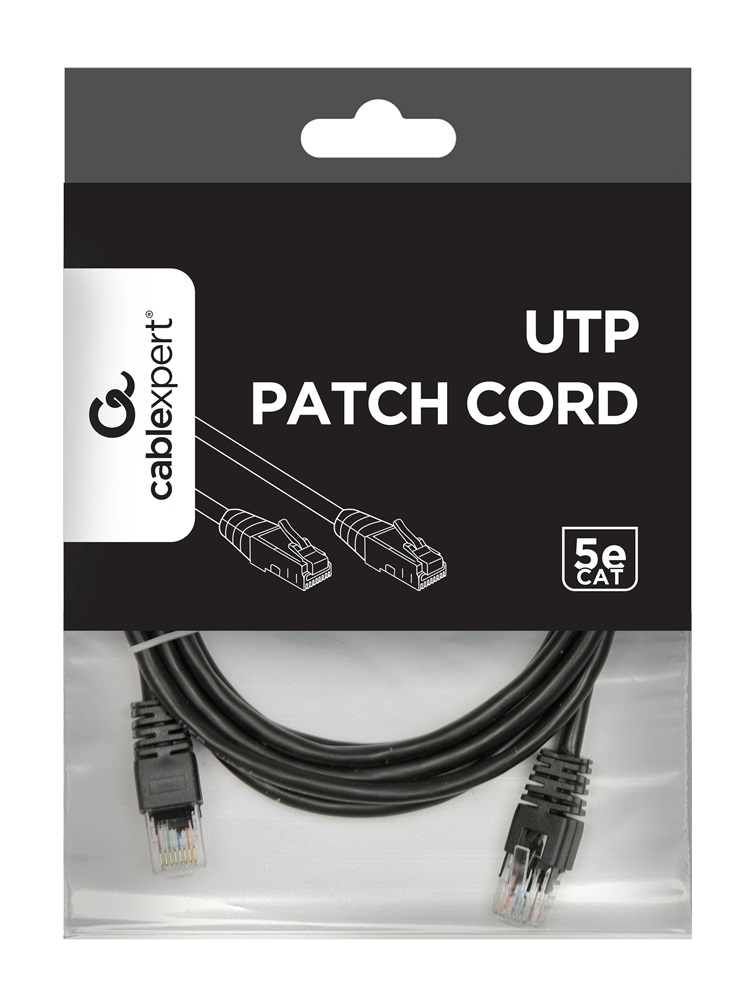 Gembird PP12-2M/BK 2m RJ45 CAT5e UTP M/M fekete kábel