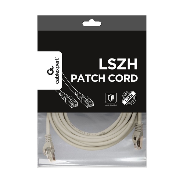 Gembird PP6A-LSZHCU-5M 5m RJ45 CAT6A S/FTP - RJ45 CAT6A S/FTP M/M szürke patch kábel
