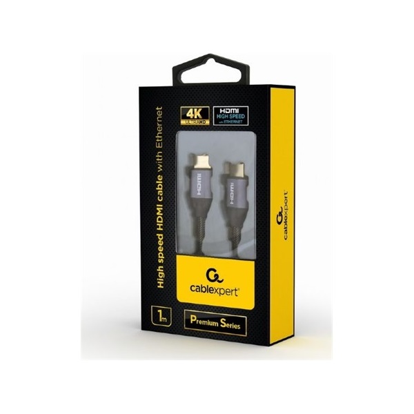 Gembird Premium HDMI 2.0 Ethernet -> HDMI 2.0 Ethernet M/M video kábel 1m fekete-szürke