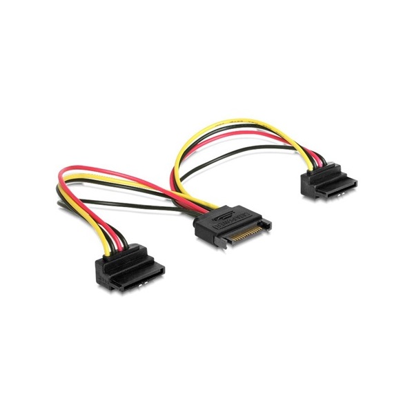 Gembird SATA Power -> 2db SATA Power M/F tápkábel 0.15m egyenes/90°