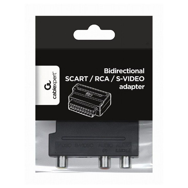 Gembird Scart -> 3db RCA S-Video M/F adapter fekete