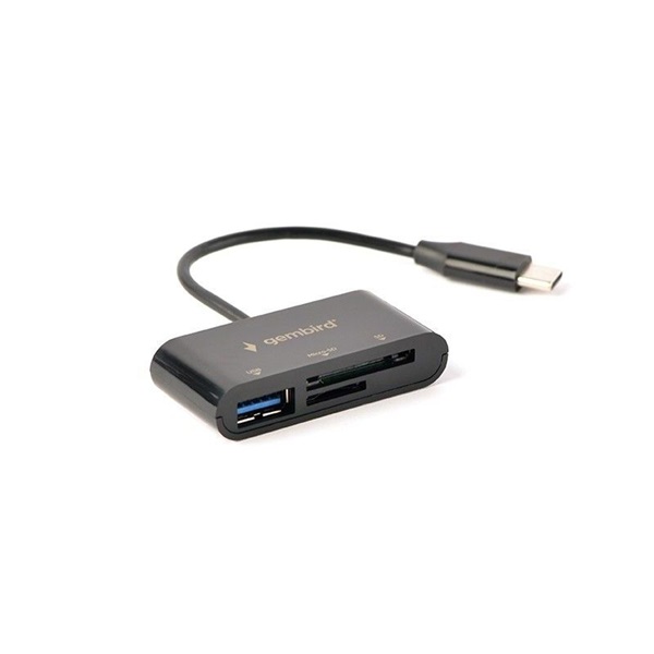 Gembird USB-C SD/microSD kártyaolvasó fekete