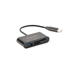 Gembird USB-C SD/microSD kártyaolvasó fekete