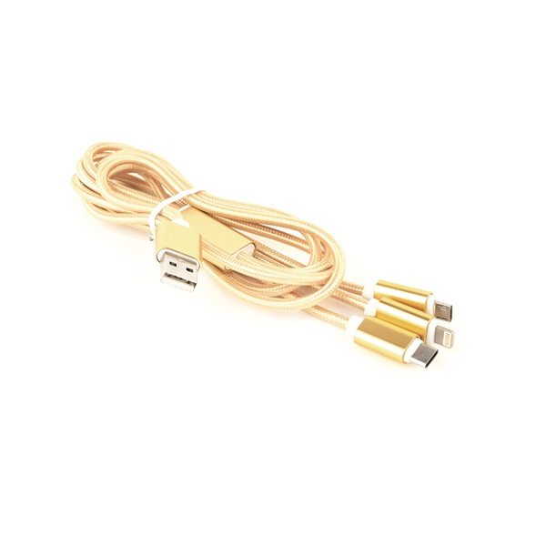 Gembird USB charging combo 3-in-1 cable, gold, 1m