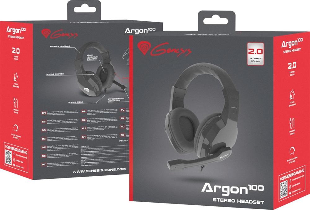 Genesis NSG-1434 Argon 100 fekete gamer headset