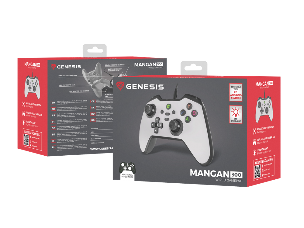 Genesis NJG-2104 Mangan 300 PC/Nintendo Switch/PS4/PS5/Mobil/Xbox One/Xbox Series fehér kontroller