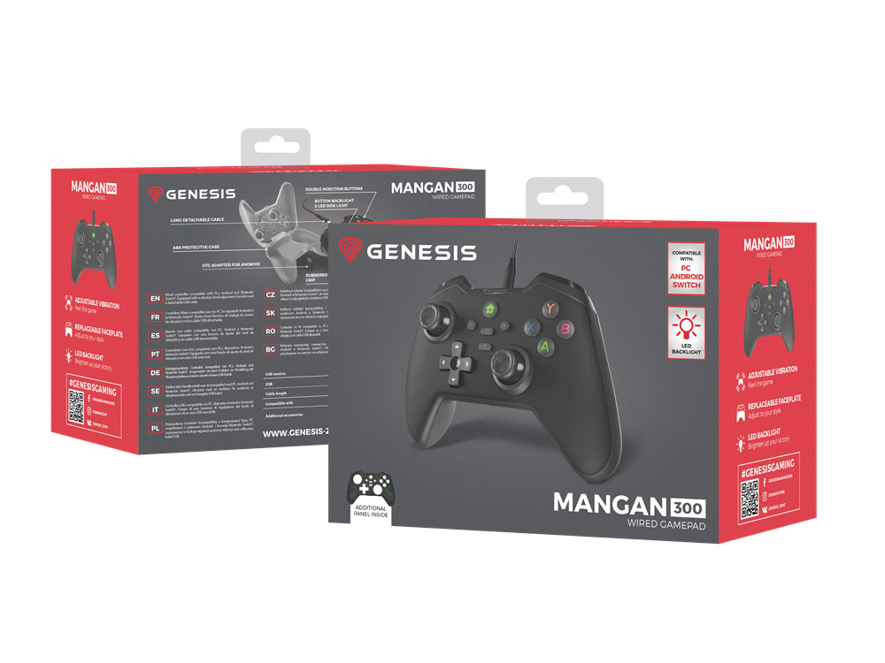 Genesis NJG-2103 Mangan 300 PC/Nintendo Switch/PS4/PS5/Mobil/Xbox One/Xbox Series fekete kontroller