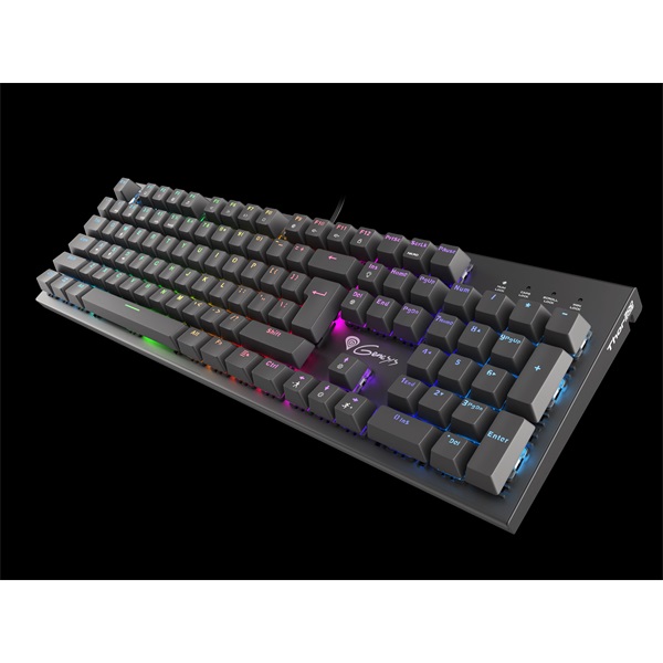 Genesis NKG-0945 Thor 300 TKL mechanikus gaming billentyűzet, US, zöld világítással, Blue switch