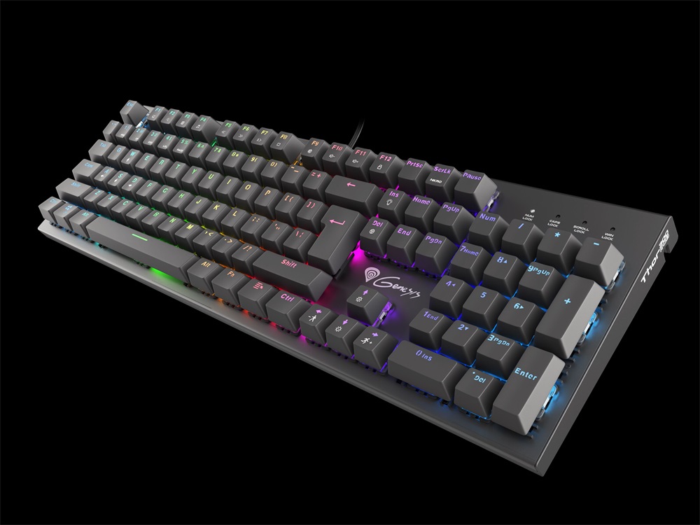 Genesis NKG-0945 Thor 300 TKL mechanikus gaming billentyűzet, US, zöld világítással, Blue switch
