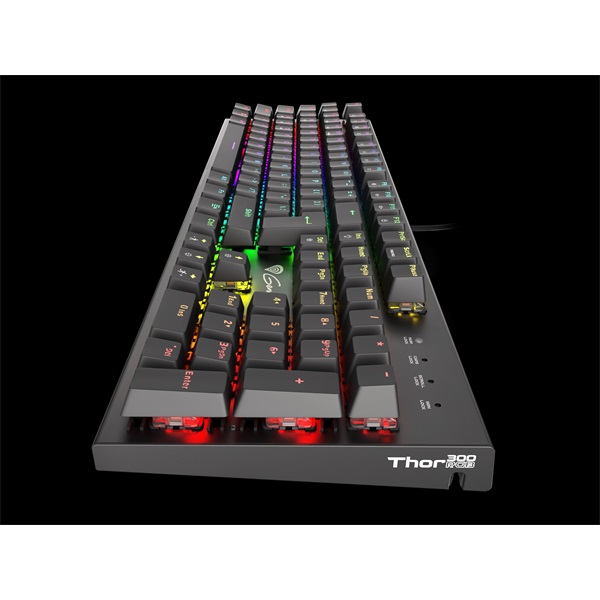 Genesis NKG-0945 Thor 300 TKL mechanikus gaming billentyűzet, US, zöld világítással, Blue switch