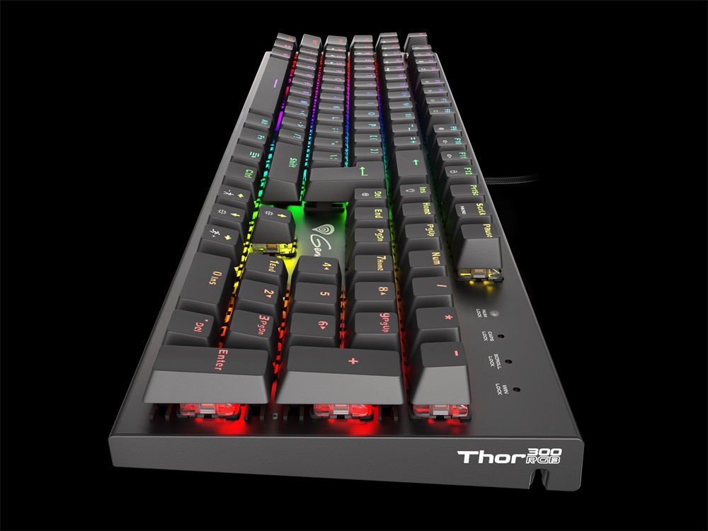 Genesis NKG-0945 Thor 300 TKL mechanikus gaming billentyűzet, US, zöld világítással, Blue switch