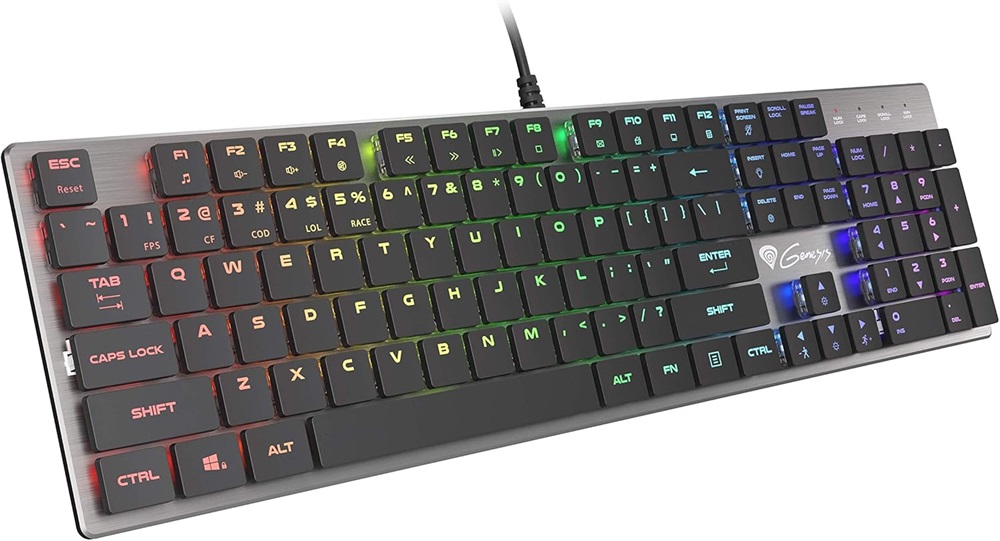 Genesis NKG-1587 Thor 420 RGB mechanikus slim Gamer billentyuzet, US kiosztás Blue switch
