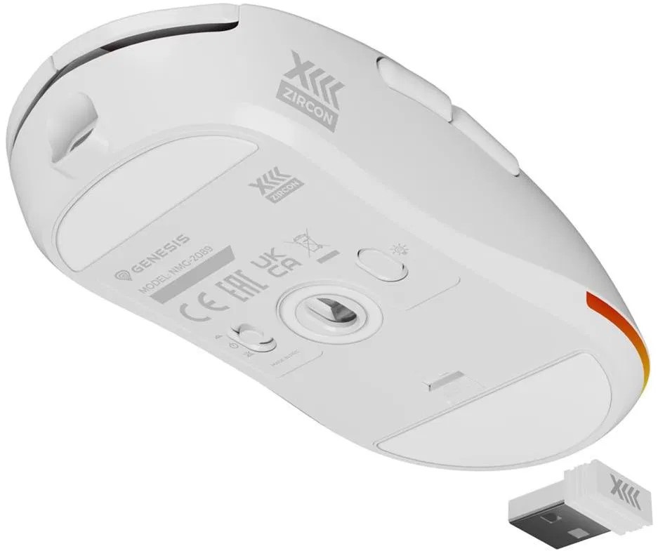 Genesis NMG-1843 Zircon X Vezeték nélküli gamer egér Jubileumi kiadás 19000DPI, fehér