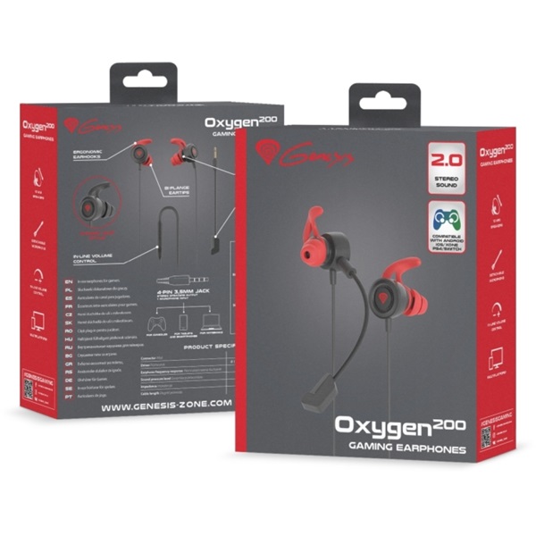 Genesis NSG-1657 Oxygen 200 mikrofonos fekete-piros gamer fülhallgató