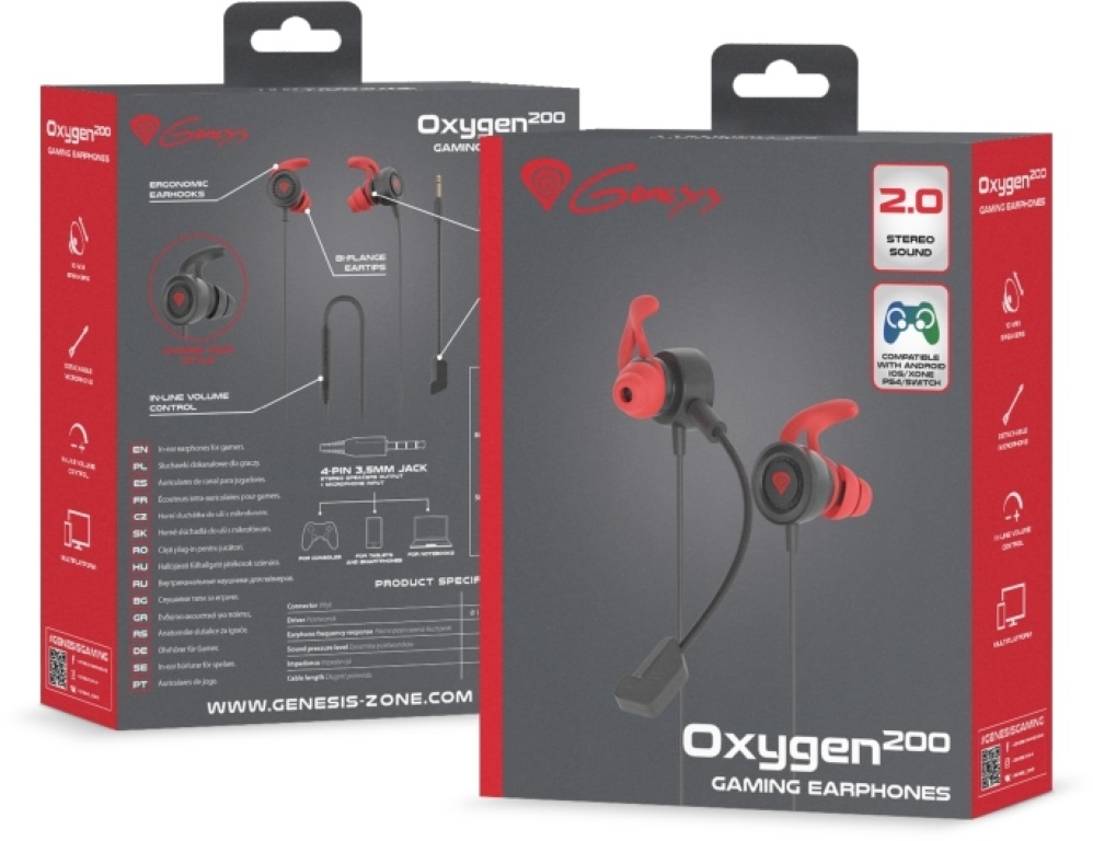 Genesis NSG-1657 Oxygen 200 mikrofonos fekete-piros gamer fülhallgató