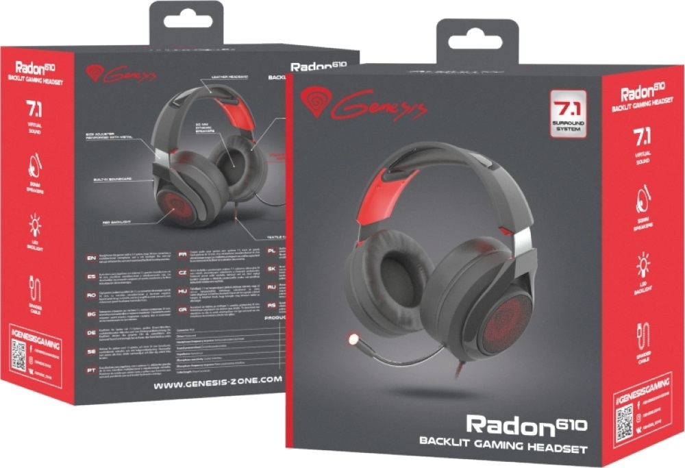 Genesis NSG-1454 Radon 610 7.1 fekete-piros gamer headset