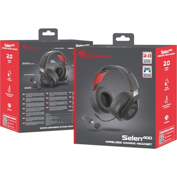 Genesis NSG-1673 Selen 400 vezeték nélküli fekete gamer headset