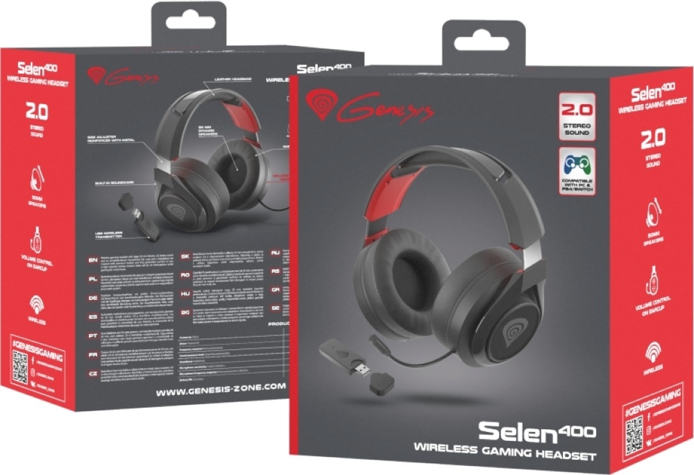 Genesis NSG-1673 Selen 400 vezeték nélküli fekete gamer headset