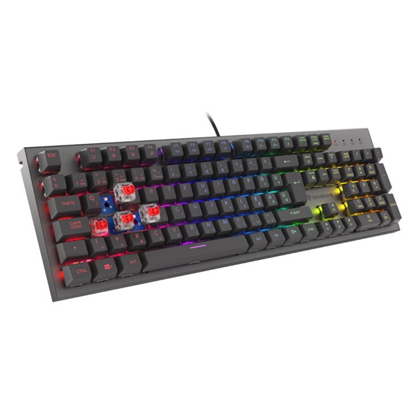 Genesis NKG-1878 Thor 303 mechanikus gaming billentyűzet, HU, RGB világítással, Red switch