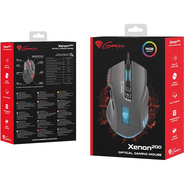 Genesis NMG-0880 Xenon 200 3200dpi fekete gamer egér