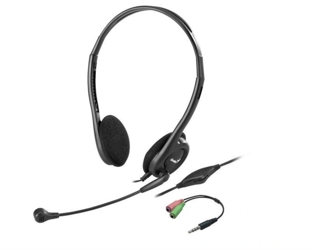 Genius HS-200C dual jack fekete headset + single jack átalakító