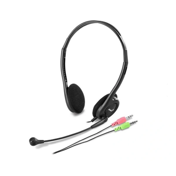 Genius HS-200C dual jack fekete headset + single jack átalakító