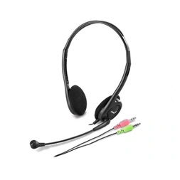 Genius HS-200C dual jack fekete headset + single jack átalakító