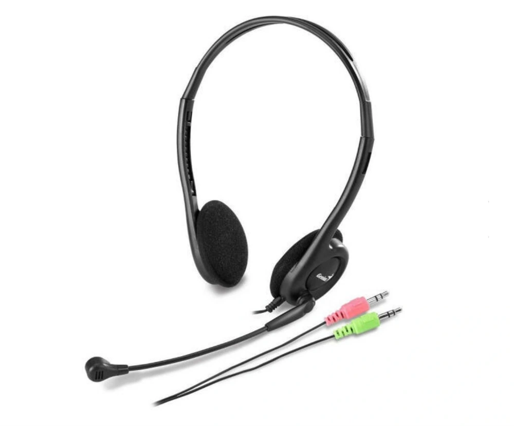 Genius HS-200C dual jack fekete headset + single jack átalakító