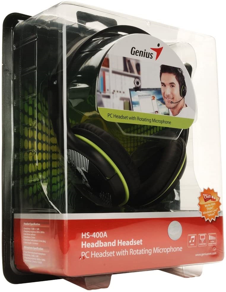 Genius HS-400A dual jack mikrofonos PC zöld headset