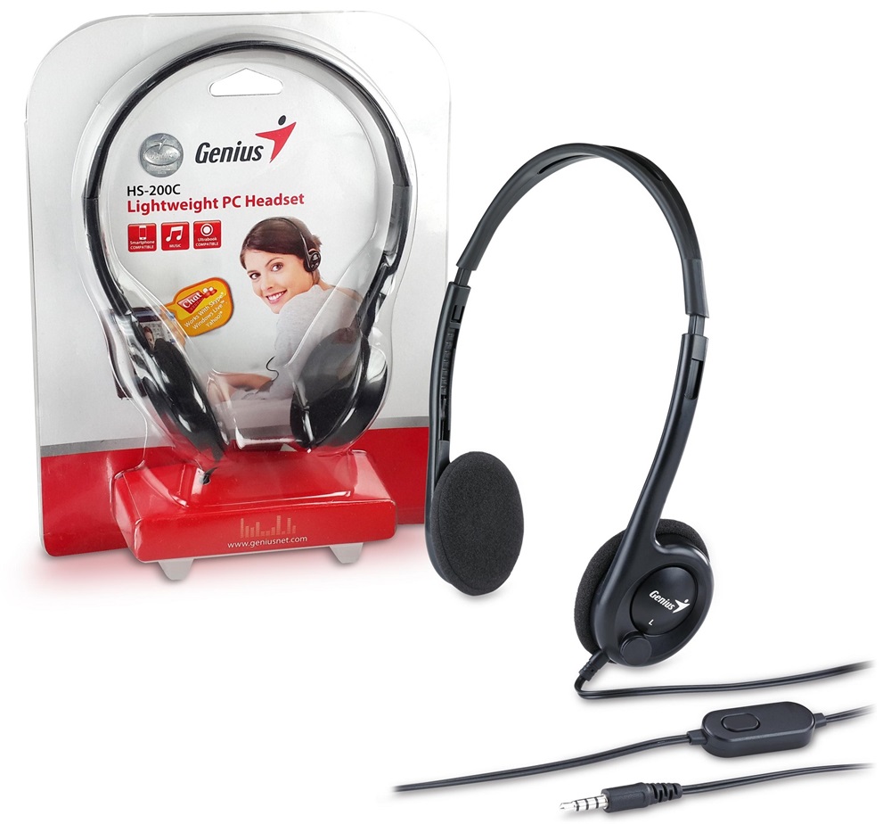 Genius HS-M200C single-jack fekete headset