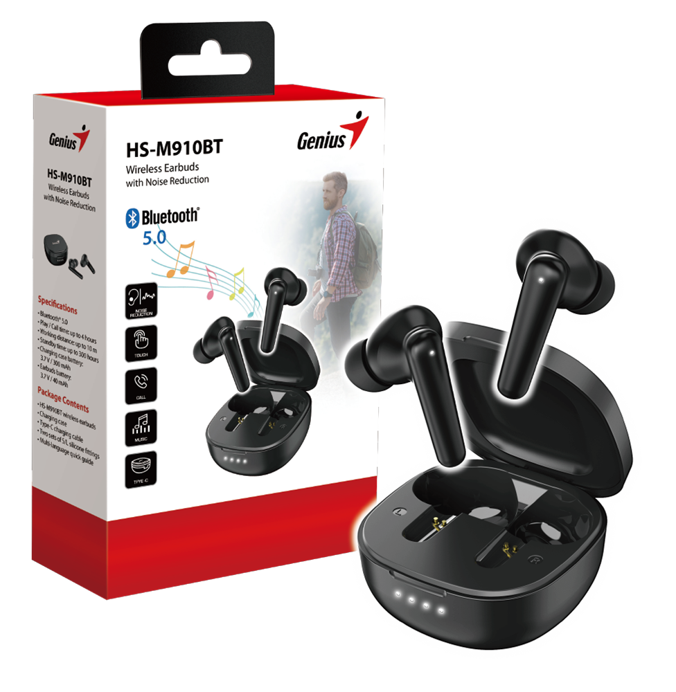 Genius HS-M910BT True Wireless Bluetooth fekete fülhallgató