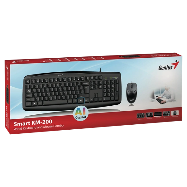 Genius KM-200 SMART HUN fekete multimédiás billentyűzet + egér