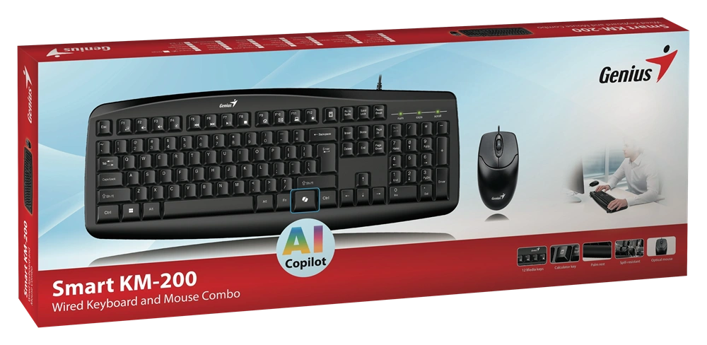 Genius KM-200 SMART HUN fekete multimédiás billentyűzet + egér