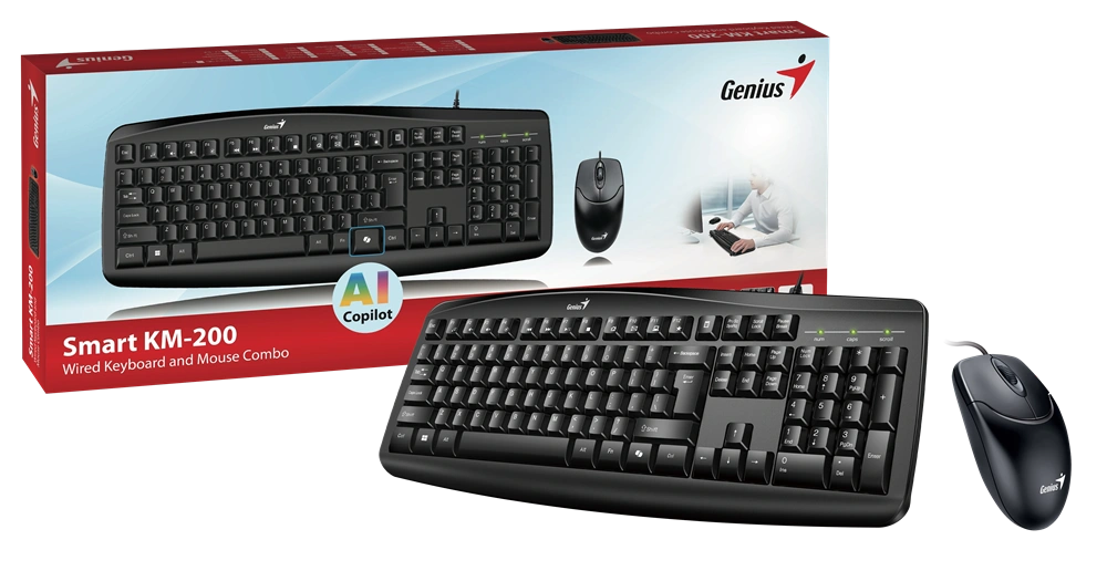 Genius KM-200 SMART HUN fekete multimédiás billentyűzet + egér (Újszerű)